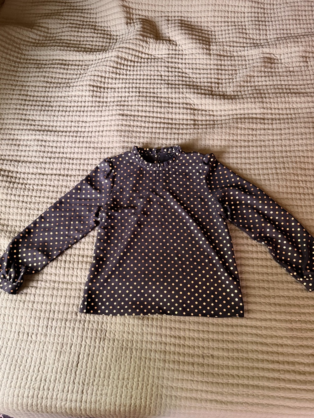 Ann Taylor Black with Gold Polka Dot Blouse